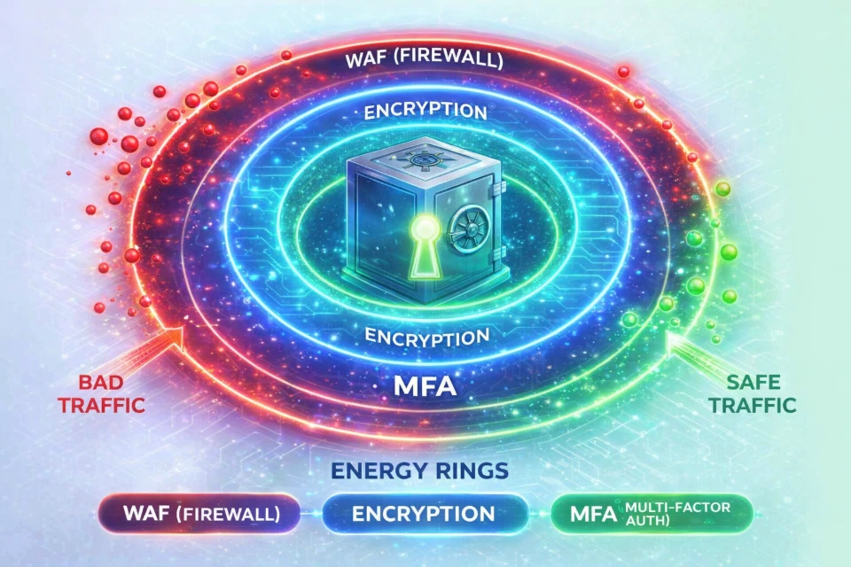 cybersecurity data protection encryption firewall threat detection secure access network security privacy protection data integrity risk prevention