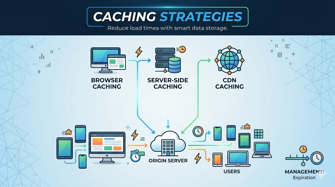 Smart caching strategies boost performance, reduce latency, accelerate delivery, minimize server requests, improve scalability, enhance user experience