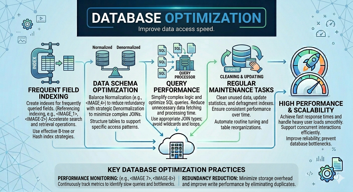 Optimized database indexing queries reduce response time improve speed enhance scalability support efficient data retrieval performance