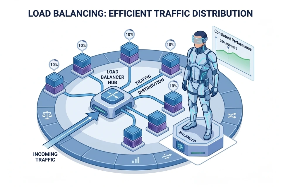 Load balancing distribute traffic evenly prevent overload improve performance ensure availability support scalability reliability