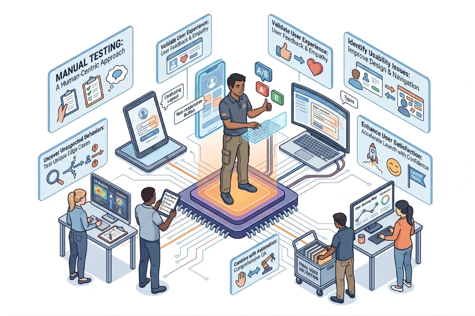 Manual testing evaluate usability identify issues validate interactions improve user experience ensure application quality