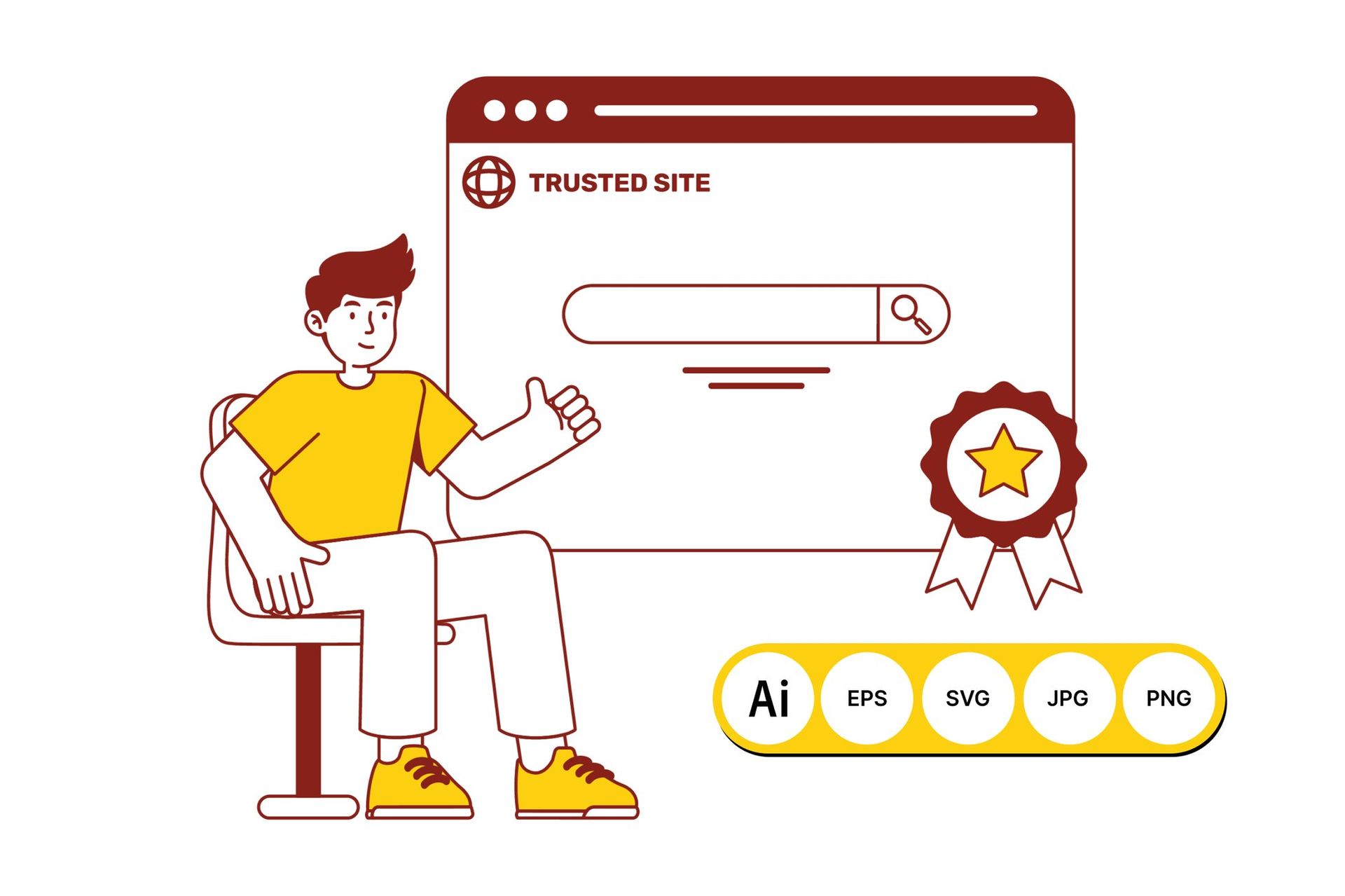 A user interacting with a trusted and secure website displaying SSL certification, trust badges, and verified security indicators that build customer confidence in e-commerce platforms.