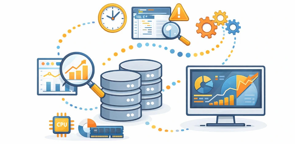 database monitoring performance analytics real time metrics query tracking system health dashboards optimization insights data performance analysis