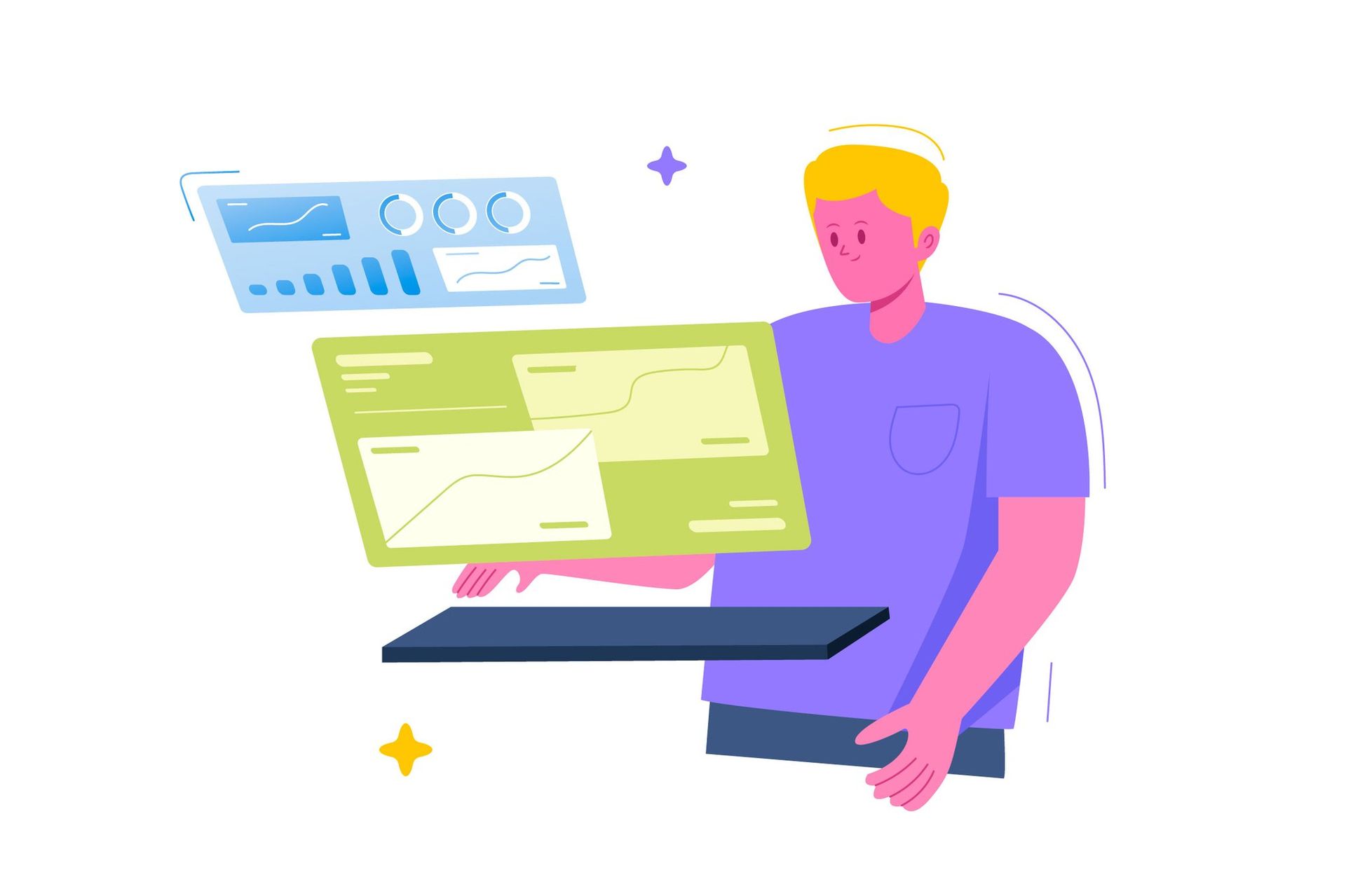 A marketing professional analyzing CRM performance dashboards with sales metrics, revenue tracking, and conversion analytics to optimize marketing ROI and business growth strategies.
