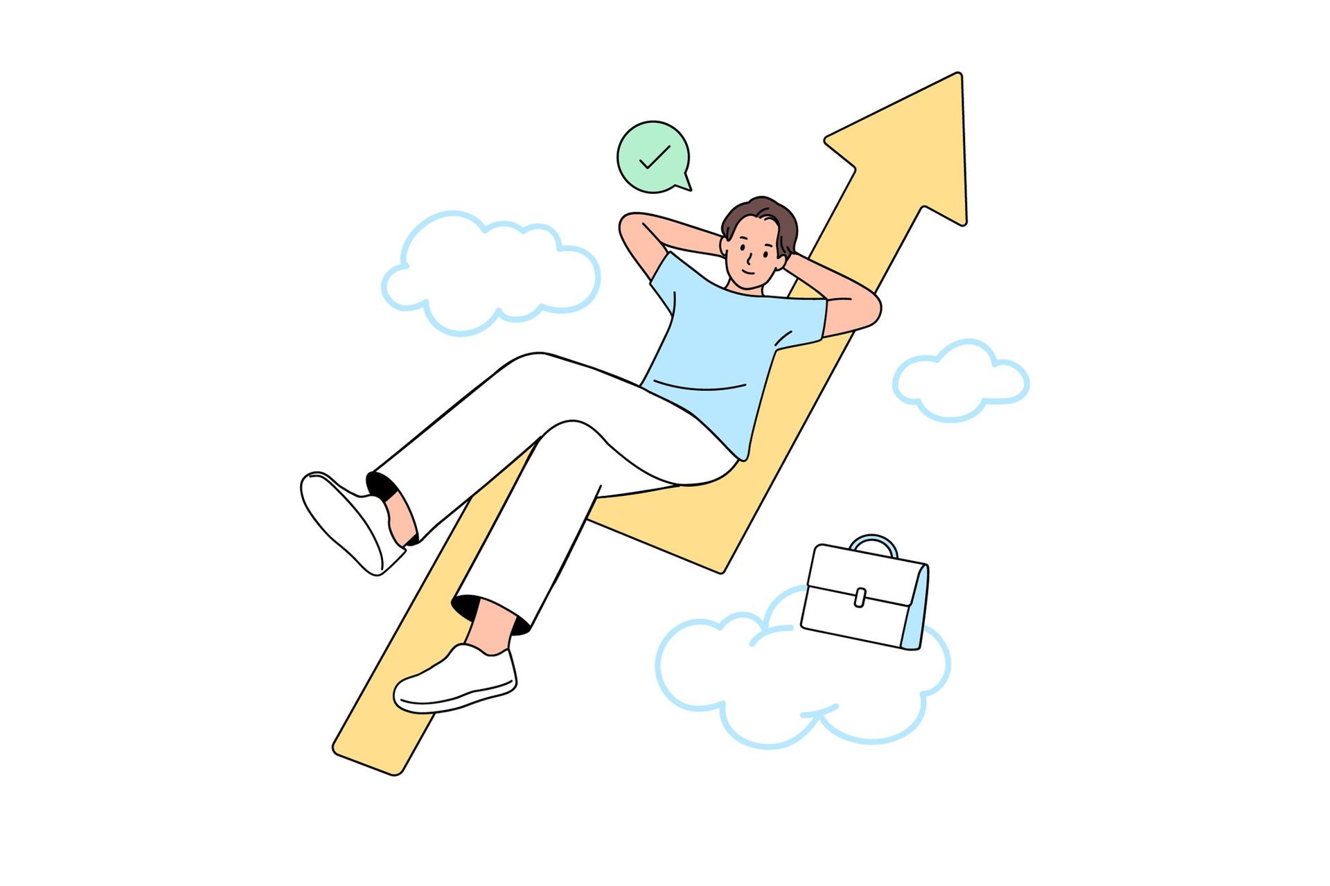 A confident entrepreneur riding an upward arrow representing accelerated business growth, CRM automation, and scalable marketing strategies driving measurable commercial success.