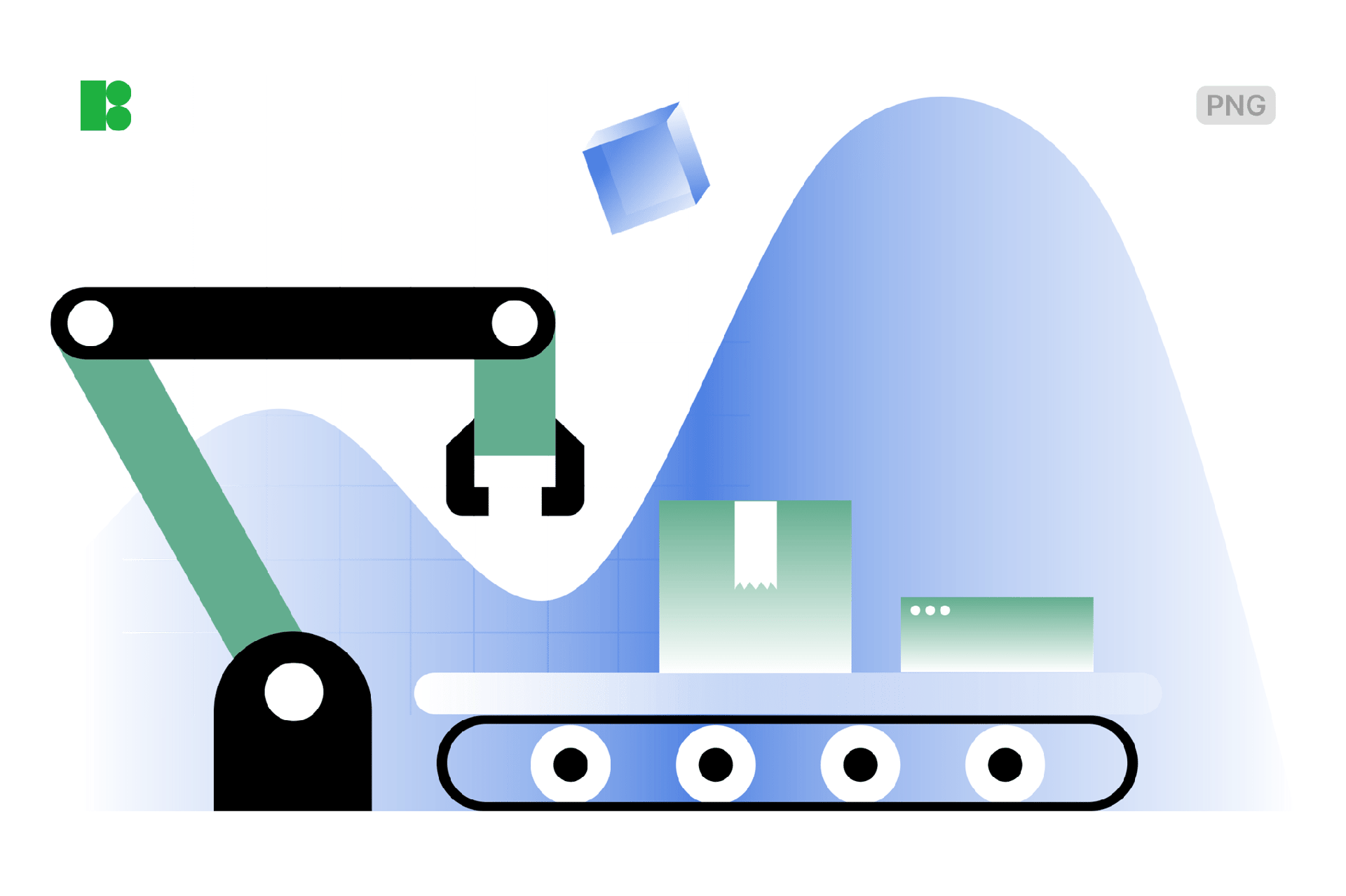 An automated conveyor system representing smart property management automation, IoT integration, and AI-powered workflows for handling real estate operations with minimal manual intervention