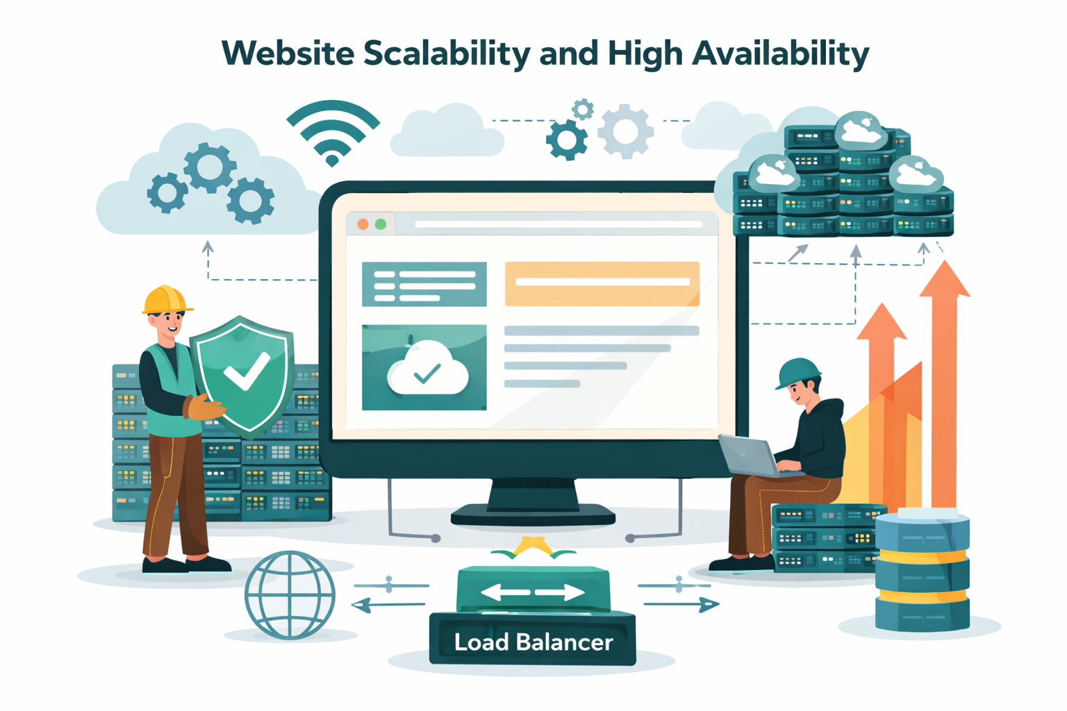 Scalable architecture high availability ensure uptime handle traffic spikes maintain performance reliability support growth resilience