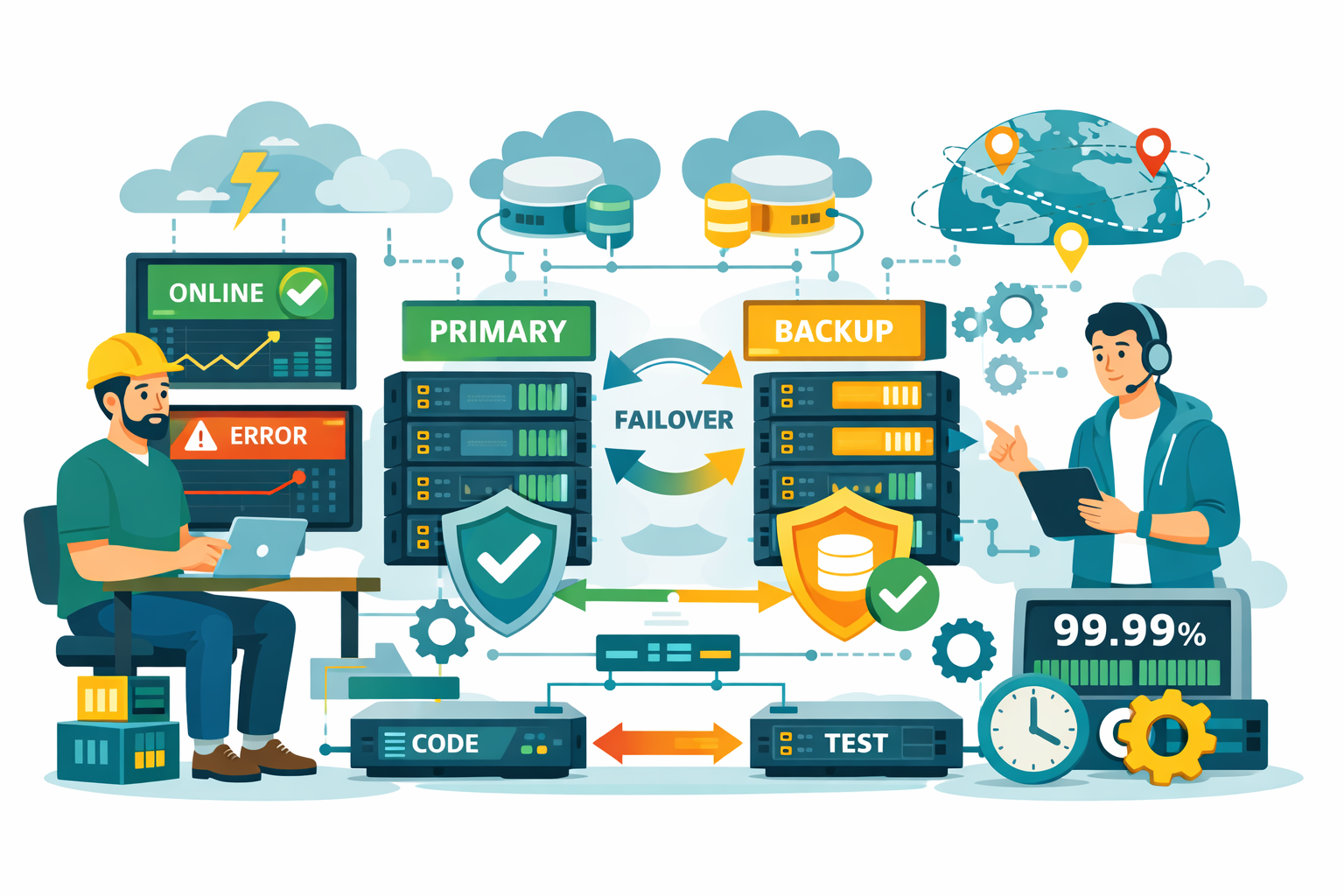 High availability redundancy ensure uptime minimize downtime support failover improve reliability maintain continuous system operations