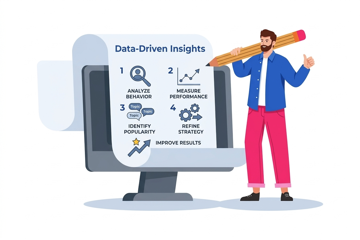 Data-driven content strategy user behavior engagement performance metrics insights optimization topics formats improvement